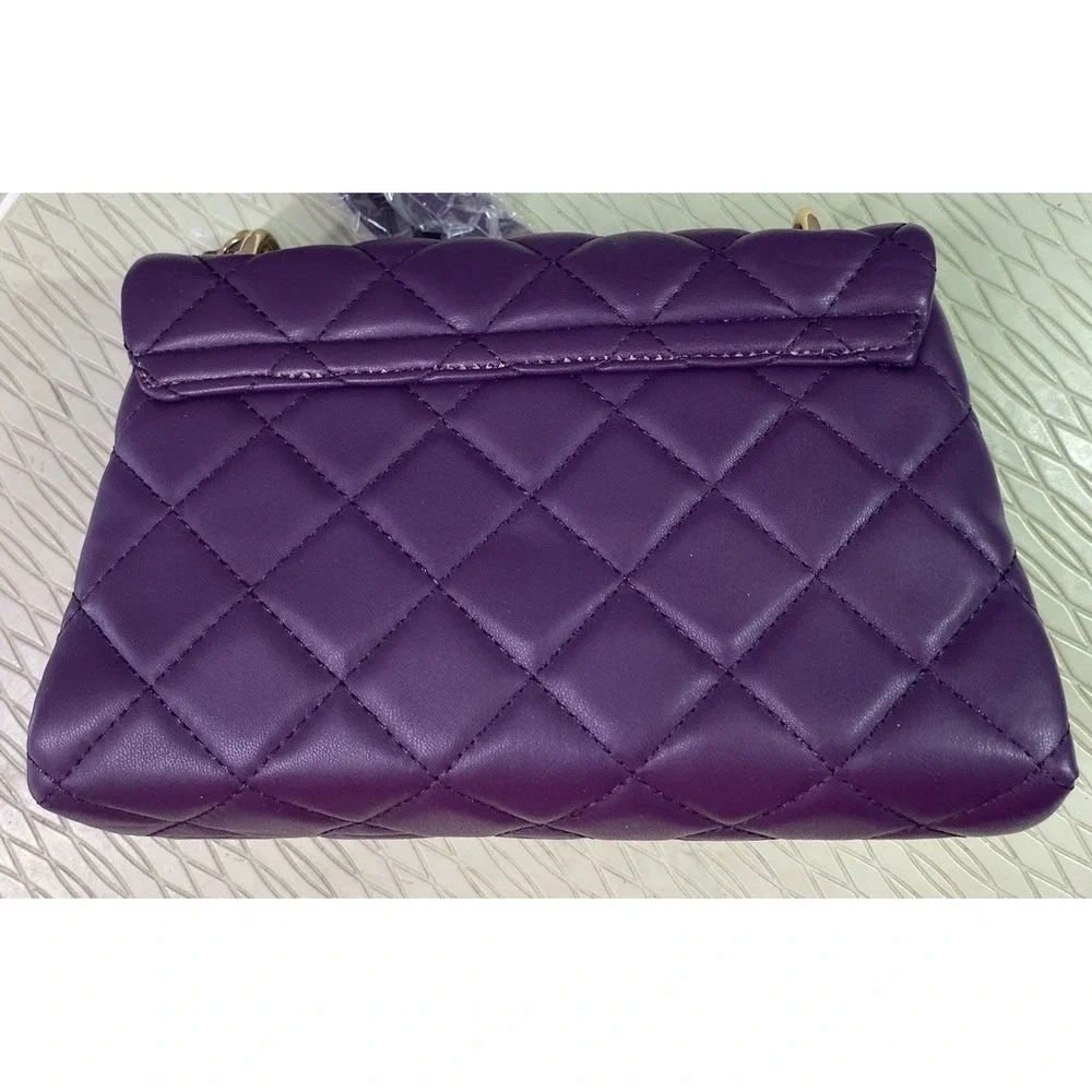 Badgley Mischka Women Vegan Leather Purple Quilt Crossbody Purse NWT $129-6x9x3